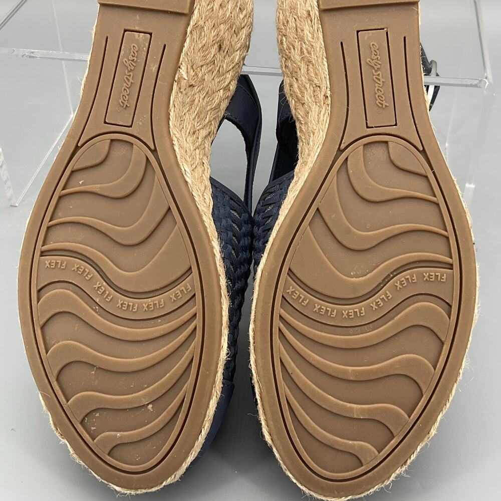 NEW Easy Street Women’s Taffy Slingback Espadrille Wedge Sandals Navy Size 6.5M - Picture 10 of 10